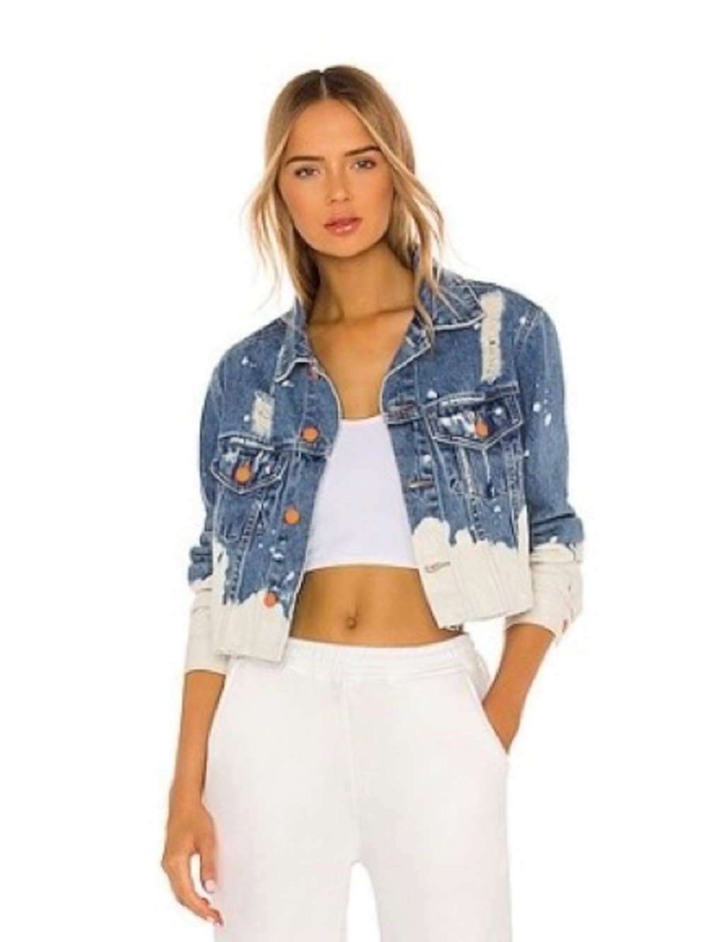 ACID WASH CROP JACKET